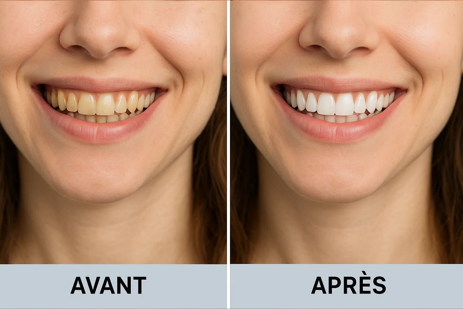 Avant et après blanchiment dentaire